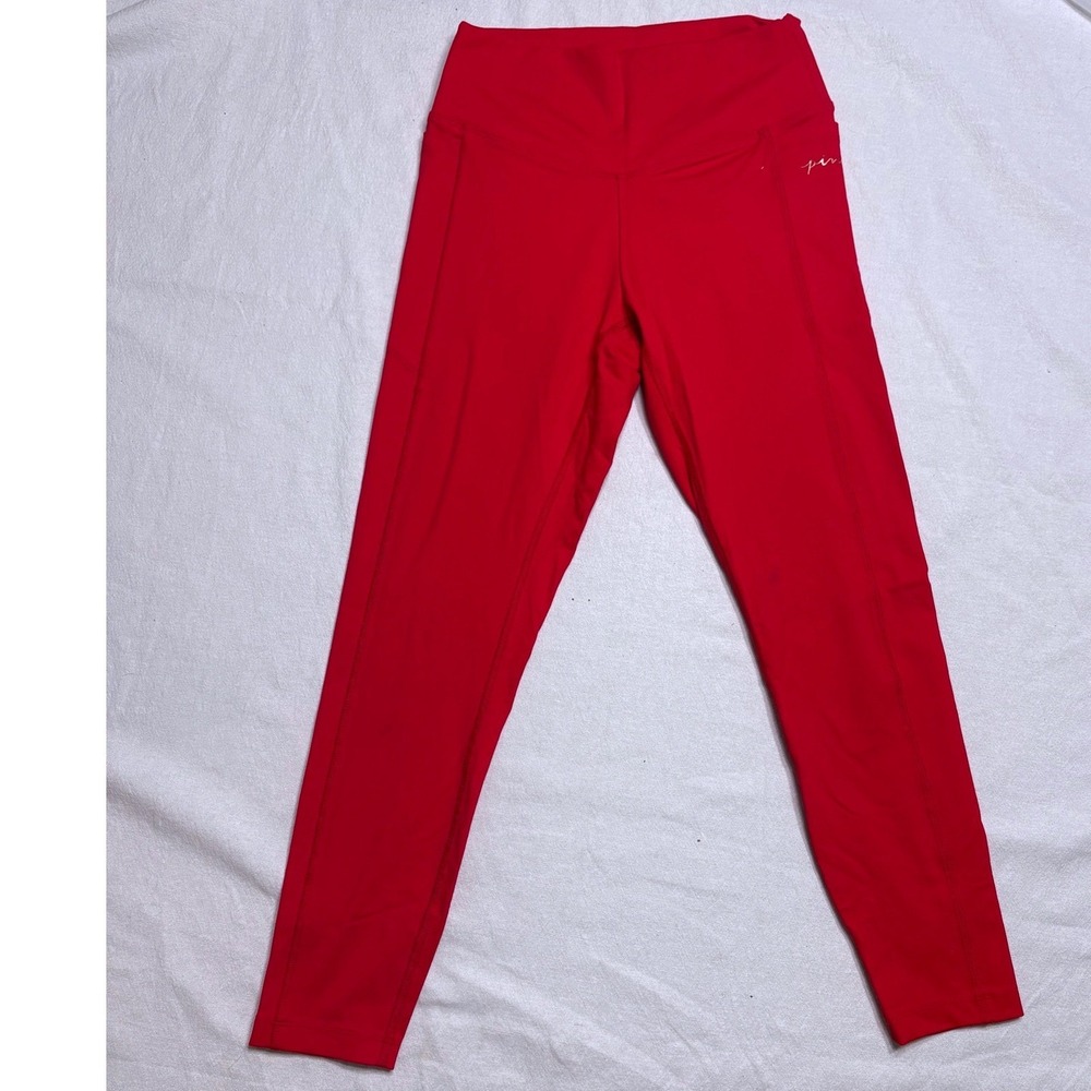 Pink Victoria's Secret Active Leggings Red High Waist Side Pockets Small - Picture 5 of 6